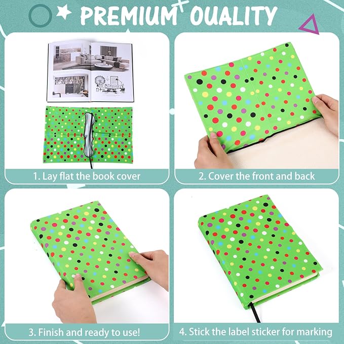 Gilprop 6 Pack Jumbo Stretchable Book Covers, Colorful Covers for Textbook Protection and Care, Washable Reusable Protective for Paperbacks Hardcover Books(Geometric,Bright,6-9inch)