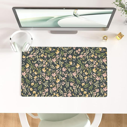 Colorful Star Large Mouse Pad, PU Leather Waterproof Desk Mat, Computer Gaming Mouse Pad, XXL Extended Mousepad Non Slip Desk Pad for School Office Home 23.6" x 13.8" - Ditsy Floral Print