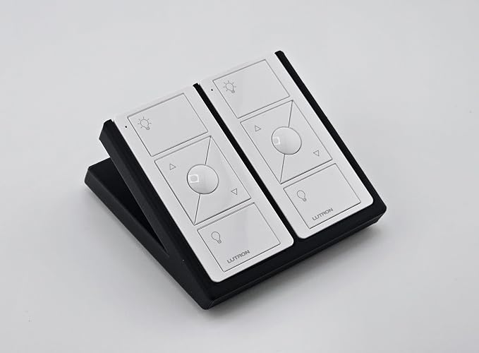 Remote Holder Organizer Pedestal Caddy compatible with Lutron Pico Remotes, Anti-Slip Feet, Holds 2 Remotes, Black, Indoor Use Only