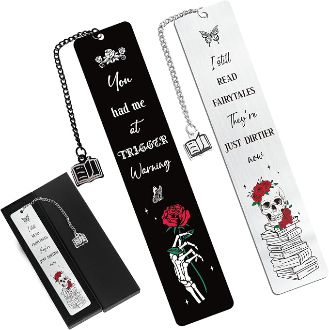 Dark Romance Bookmarks Gifts - 2PCS Funny Bookmarks for Women Friends Girls Spicy Romance Gothic Book Marks for Book Lovers Reader Bookworm Halloween Thanksgiving Christmas Birthday Gag Gift