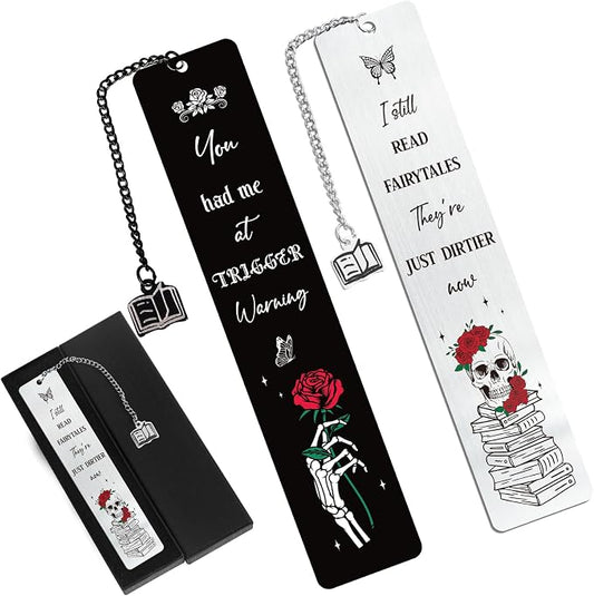Dark Romance Bookmarks Gifts - 2PCS Funny Bookmarks for Women Friends Girls Spicy Romance Gothic Book Marks for Book Lovers Reader Bookworm Halloween Thanksgiving Christmas Birthday Gag Gift