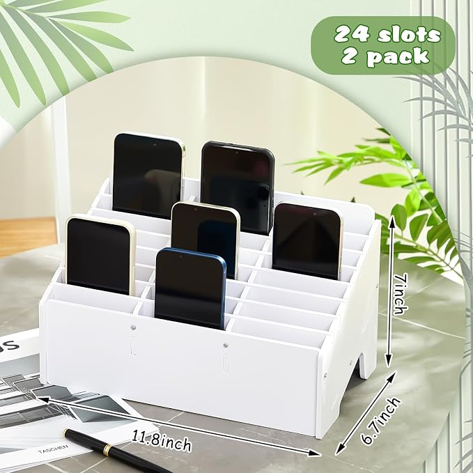 Ctosree 2 Pcs Classroom Cell Phone Holder, Cellphone Decor Storage Box for Students Management Calculator Phone Organizer Box for School Office Shelf(11.81 x 6.69 x 7.09 Inch)