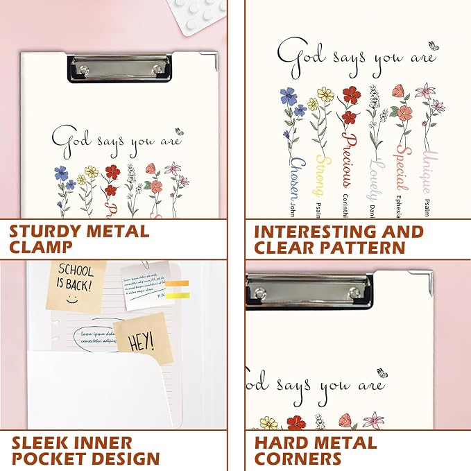 Lacama Christian Gifts for Women，Inspirational Clipboard for Women, God Says You are Folders with Metal Clip for Teachers Students, Christian School Office Supplies, 12.4x9.25 in