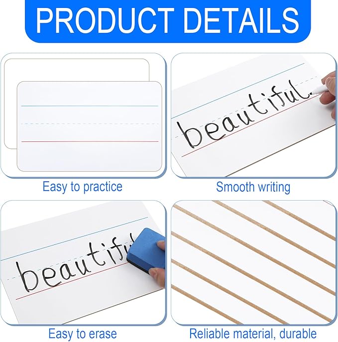 Colarr 6 Sets Mini White Boards 6"x 9" Dry Erase Boards Classroom Pack Includes Two Sided Small Whiteboards Markers, Lapboards Erasers for Teachers Students School