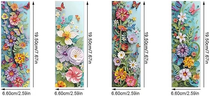 ARTopet 7Pcs DIY Diamond Art Painting Bookmarks with Colorful Butterfly Pendant PET Bookmark Ornament Double Sided Pattern Single Sided Diamond Book Marker Clip Gifts Tags-01