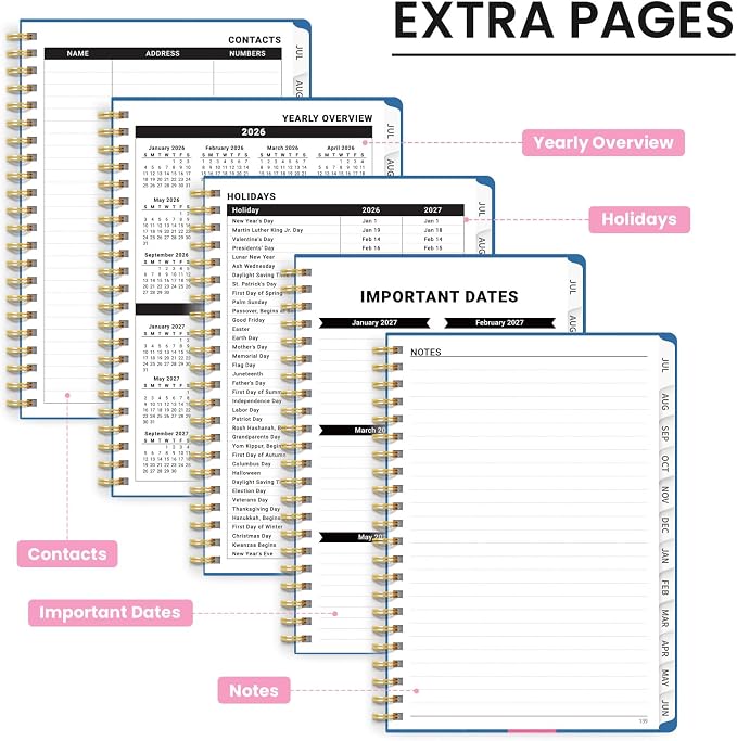 Planner 2026-2027, Monthly and Weekly Calendar Academic Planner July 2026 - June 2027, Hardcover Student Teacher Planning Agenda Book with Tabs, Perfect for Office School Supplies, A5 (6.3" x 8.5") - Submerged Dalmatians