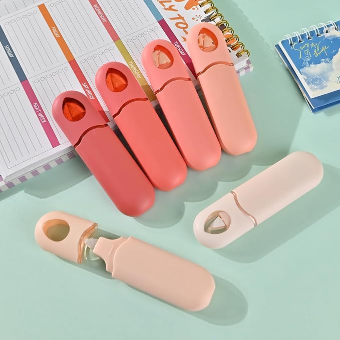 Temiary 12Pcs Cute White Smooth Pull Out Tape, Easy to Use White Correction Pens, 1/5 x 236in Smooth Writing & Aesthetic Office School Supplies (Pink)