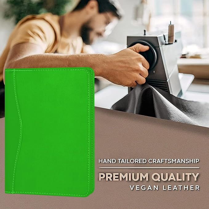 Lcjtop Padfolio/Portfolio Binder, Mini Padfolio Portfolio Binder 5 x 8 Legal Writing Pad, A5 Document Organizer Folder for Men Women, Green
