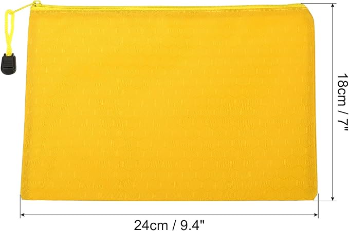 PATIKIL Waterproof Zipper File Bags, 3 Pack A5 Document Holders Pencil Pouch for Office, Yellow