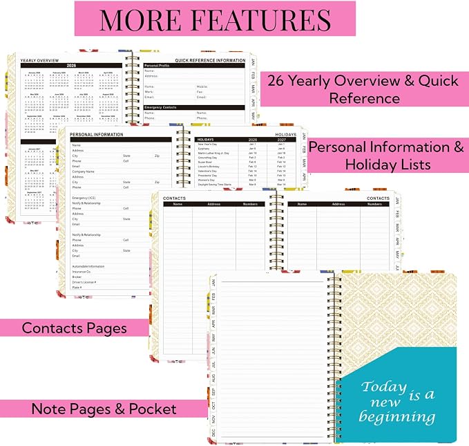 2026-2027 Academic Planner Weekly and Monthly, A5 Agenda July 26 - June 27 with 100GSM Thick Paper, Hardcover Notebook with Tabs,Elastic Closure & Inner Pocket,Cute Cat for Women,Teacher,Students