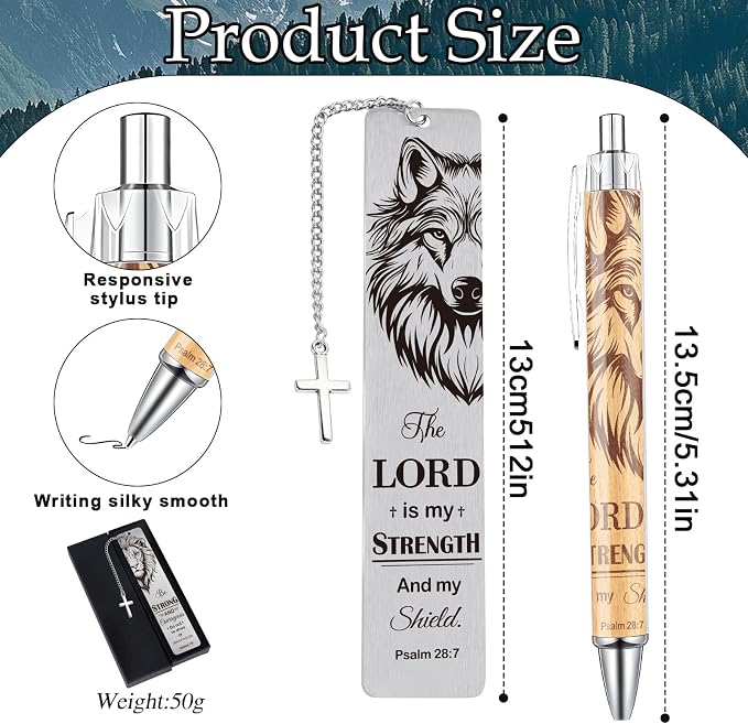 Christian Bookmark with Pen Gifts - Inspirational Religious Gift for Book Lovers, Bible Verse Christmas Birthday Appreciation Retirement Encouraging Graduation Present for Men Women Friends