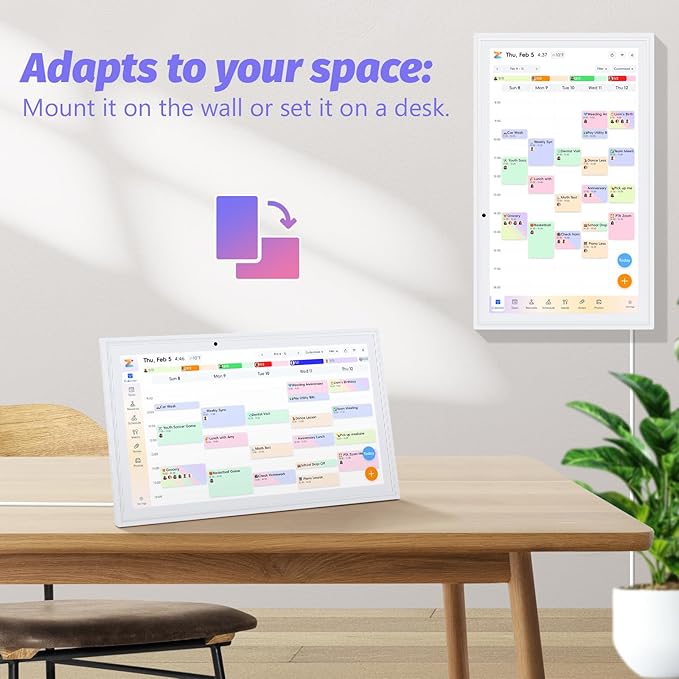 OcePor 15.6 Inch Digital Calendar, Electronic Calendar Chore Chart, Smart Calendars Wall Full HD Interactive Touchscreen Display for Family Schedules,Task (White)