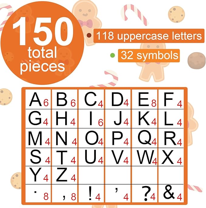 150 PCS Large 6" Bulletin Board Letters Set, Gingerbread Classroom Alphabet Cutout Letter for Christmas Bulletin Board Display Home School, A Great Helper to Inspire Students' Learning Interest