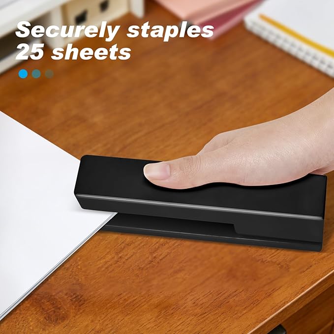 Stapler 25 Sheet Capacity with 830 Staples and Staple Remover, Full Strip Staplers for Desk, No Jam, Non-Slip for Office & School, Black