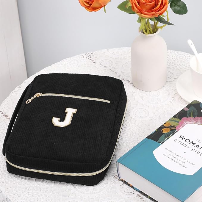 Bible Cover for Women, Initial Personalized Bible Gift - Bible Case for Men - Bible Holder - Bible Bag - Bible Carrier - Bible Carrying Case with Pockets for Bible Study Suppliers, Bible Accessories
