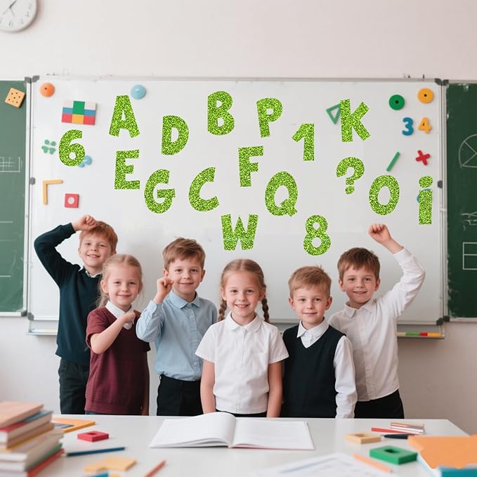 Glitter Bulletin Board Letters for Classroom Numbers Alphabet Poster Board Letters with Adhesive Dots Punctuation Symbols Cutout Bulletin Display School