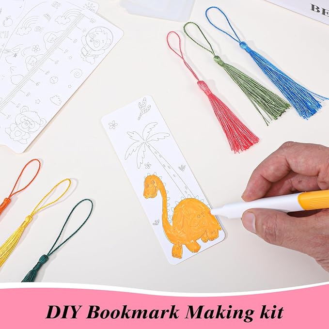 451Pcs DIY Bookmark Making Kit, 12 Mil Bookmark Laminating Pouches with Watercolor Bookmarks to Paint, DIY Projects Party Favor Gift for Women Book Lovers(Without Laminating Machines)