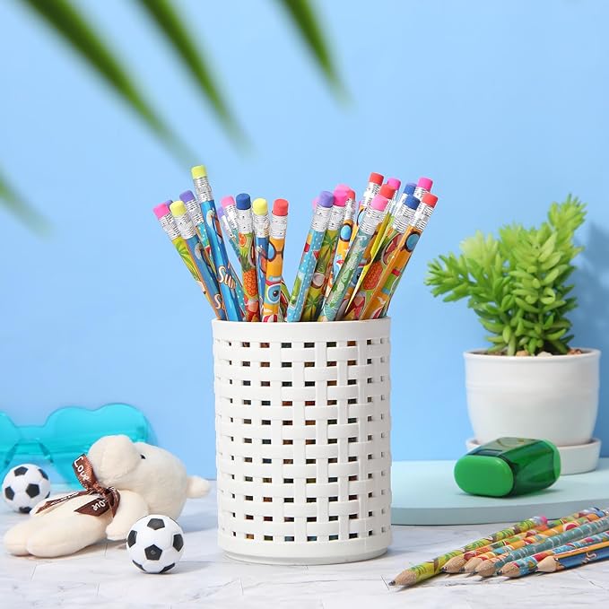 Fainne 36 Pcs Beach Themed Summer Pencils with Eraser Bulk Hawaiian Party Favors Cool Summer Novelty Fun Wooden Colorful Pencils for Class School Office Supplies Reward Prize Party Gifts, 6 Style