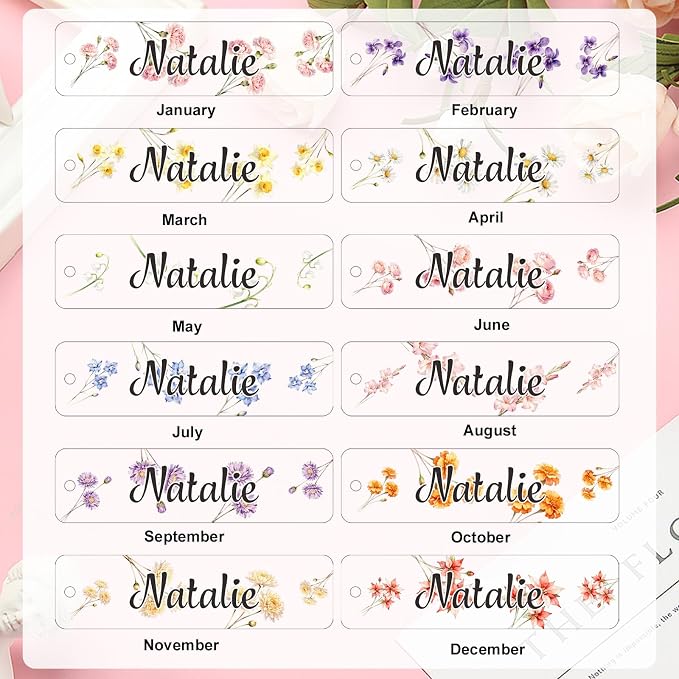 Personalized Bookmarks for Women Book Lover Birth Flower Birthday Customized Gifts for Reading Her Daughter Friends (Acrylic #3)