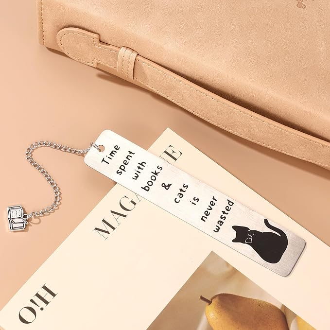 Cute Cat Bookmark for Women, Bow Black Cat Funny Metal Book Mark Book Lovers Reading Accessories for Women Men Boys Girls Readers Gift