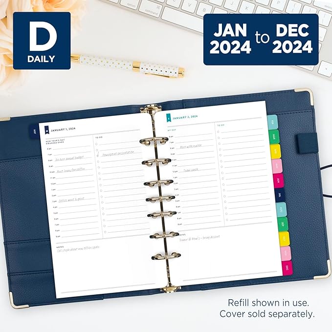 AT-A-GLANCE Simplified by Emily Ley 2024 Daily Refill Set, 5-1/2" x 8-1/2", Desk Size, One Page Per Day Refill (EL100-4311-24)