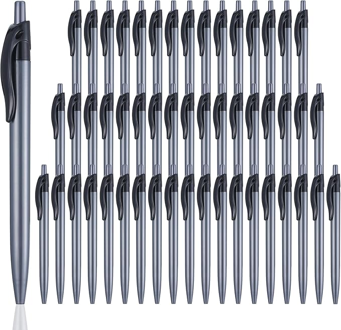 Retractable Black Ballpoint Pen Pack of 100 Black Pens Bulk for Smooth Writing 1.0mm Medium Black Ink Pen, Click Pens with Comfort Grip, Idea for Journaling, Planner, Note Taking Office School