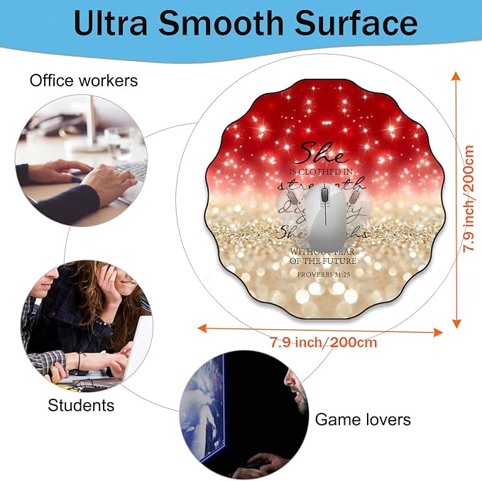 Pen Holder and Anti-Slip Mouse Pad Combination, Makeup Brush Storage Box, Tableware Storage Box, Suitable for Office and Home - Red Glitter Quote Proverbs 31-25