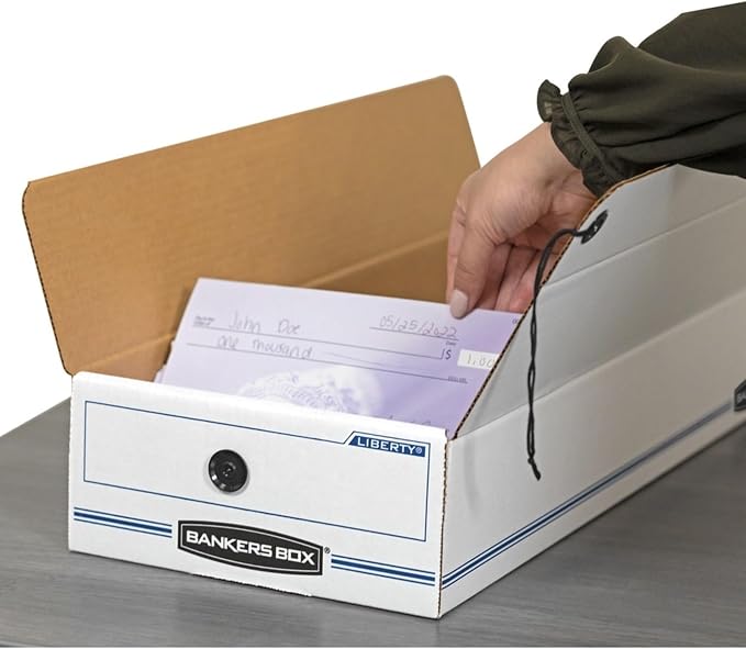 Bankers Box LIBERTY Check and Form Boxes, Standard Set-Up, String and Button, 9 x 23 x 4 Inches, Case of 12, (00002)