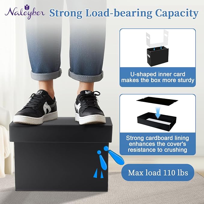File Organizer Box with Lid & Handle, Heavy Duty Hanging File Folder Storage Boxes for Letter Size, Portable Filing Organizer for Office, Home, Classroom, Black 4 Pack
