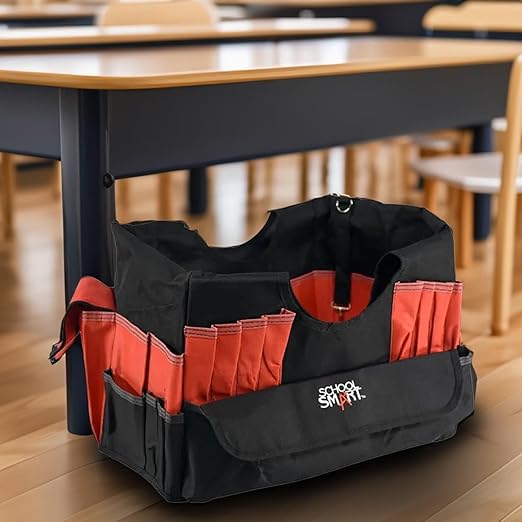 School Smart Small Caddy, White, 12 in H X 14 in W X 12 in L - 43 Pockets - 086293