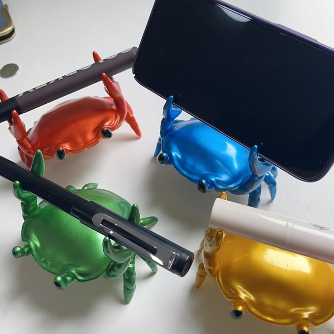 1Pcs Weightlifting Crab Pen Holder Funny Crab Pen Holder for Storage Office Desk Display Decorations (Gold)