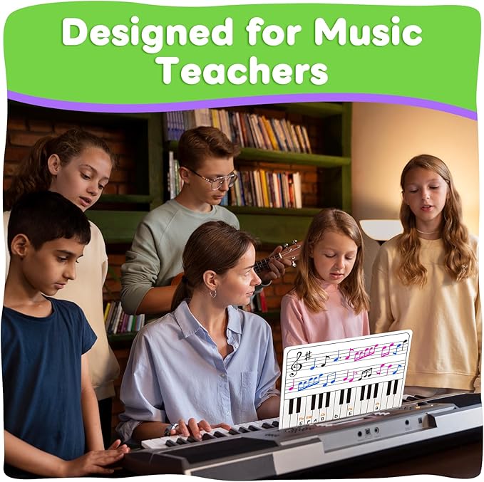 12 Pack Keyboard Practice Dry Erase Flash Card, 11”x14” Music Staff Sheets Chart Portable White Board for Music Teacher Supplies Wishlist Student Classroom Must Haves Piano Learning