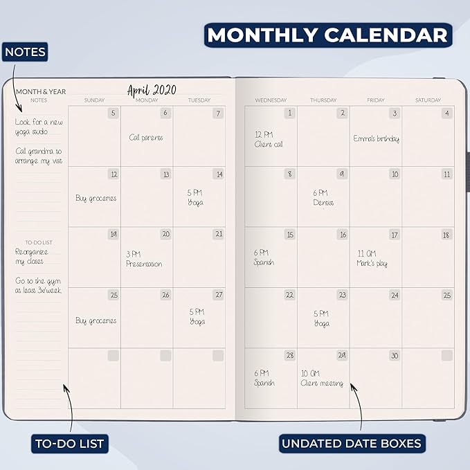 Skyline Hourly Weekly Planner – Undated Agenda & Daily Appointment Book – Time Blocking Notebook for Business Entrepreneurs, A5 (Space Blue)