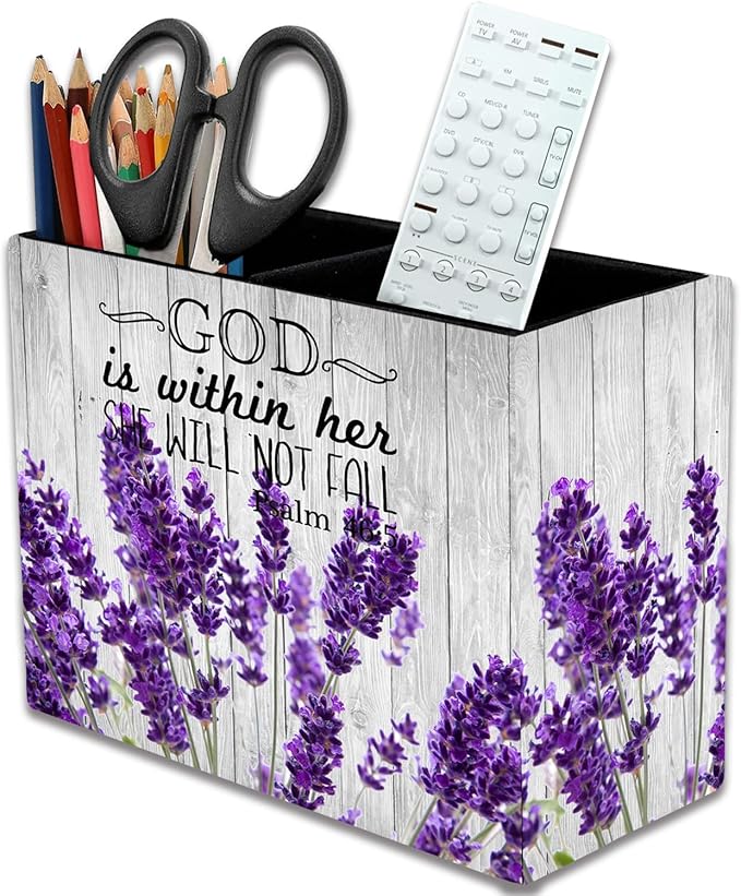 Pen Holder, Pencil Case, Makeup Brush Storage Box, Tableware Storage Box, Suitable for Office Or Home Item Organizing Stand - Lavender Psalm 46:5