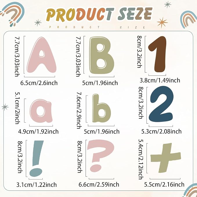 221 Pcs Boho Bulletin Board Letters, Round Alphabet Number Punctuation Symbol Combo Letter Cutouts, Boho Classroom Decor for School Classroom Chalkboard Poster Bulletin Board Wall