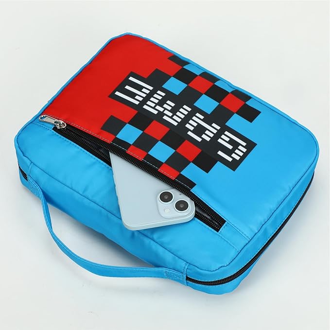 JIANYA Bible Cover for Boys Kids Bible Case Childrens Bible Bag with Handle and Zippered Pocket, Checkered Blue
