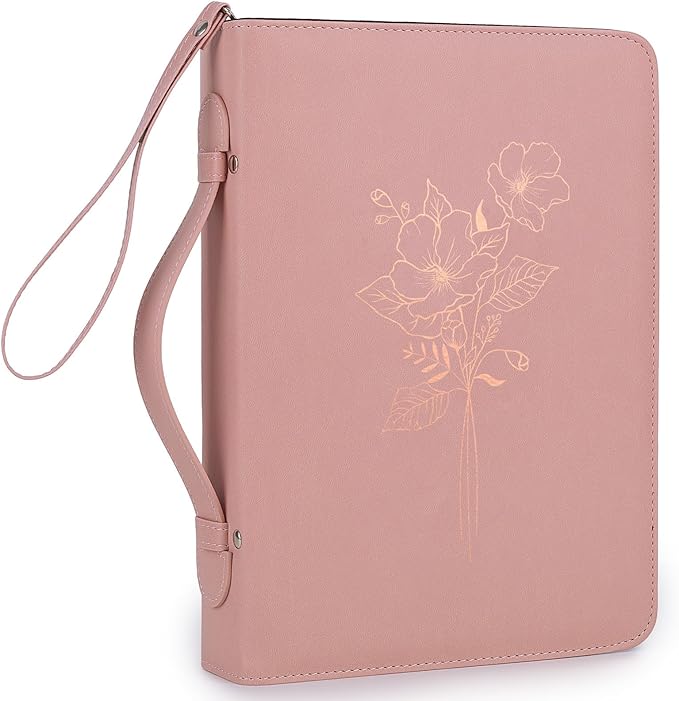 Bible Cover Case for Women and Men, PU Leather Bible Bag Bible Study Supplies Accessories with Detachable Wrist Strap