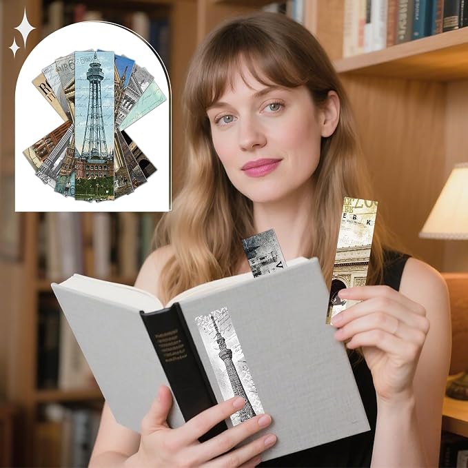 Wxiben Scenic Building Bookmarks Gifts - 90 Pcs Retro Landmark Buildings Paper Bookmarks Travel Book Markers Page Clip Gift for Women Men Teachers Office Book Lovers Bookish Reading Accessory