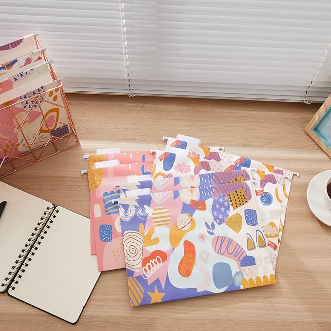 Y YOMA 18 Pack Decorative Hanging File Folders Letter Size Marble Cute Hanging Folder Pretty File Folder Organizer for Filing Cabinet Office Home with 1/5-Cut Adjustable Tabs, 3 Graffiti Design