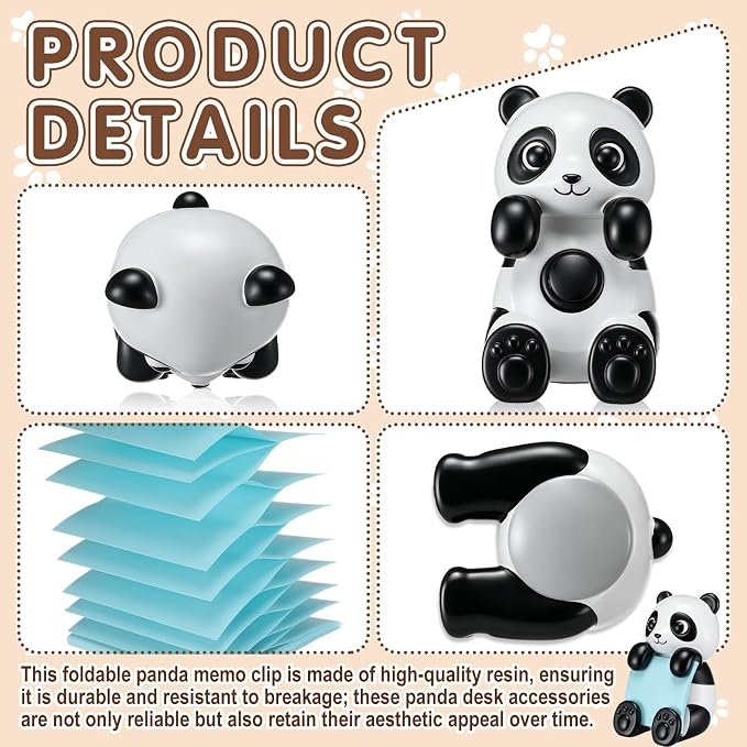 Chunful 3pcs Pop-up Note Dispenser Set Include Resign Panda Note Dispenser, 2 Pcs 3" x 3" Sticky for Office Desk Accessories