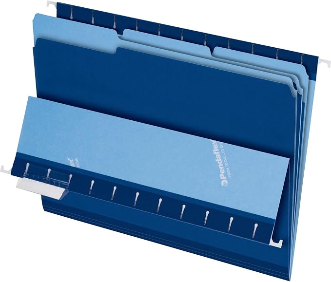 Pendaflex Interior File Folders, 1/3 Cut, Top Tab, Letter Size, Navy, 100 per Box (4210 1/3 NAV)