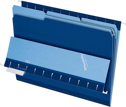 Pendaflex Interior File Folders, 1/3 Cut, Top Tab, Letter Size, Navy, 100 per Box (4210 1/3 NAV)