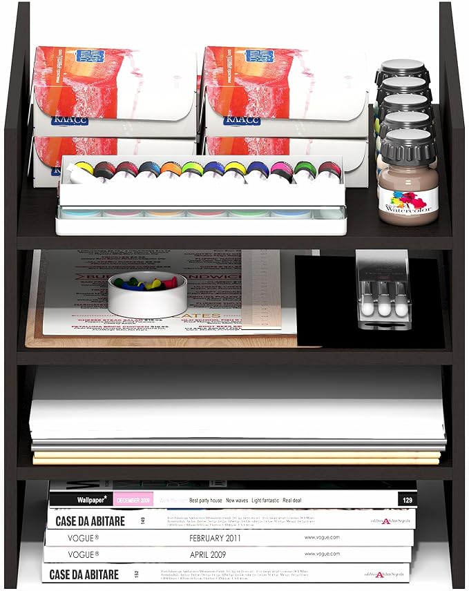 Furinno Cubicle Cube Insert, 3-Shelf Cube Organizer, 3-Tier Shelf Accessory, Fits into Furinno Triple Thick Cubes, IKEA Kallax, for Organizers and Storage, Black Dark Oak