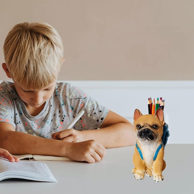 Dog Pen Holder for Desk French Bulldog Gifts for Men Women and Kids Unique Pen Pencil Holder Cup Funny Desktop Organizer for Home Office School Desk Decor (French Bulldog)