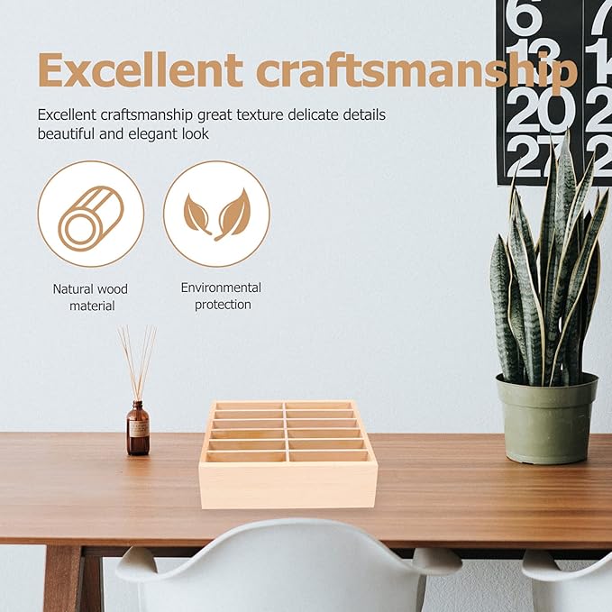 SEWACC Wooden Cell Phone Storage Box Holder Desktop Organizer 12 Grids Office Classroom Home Mobile Phone Storage Box