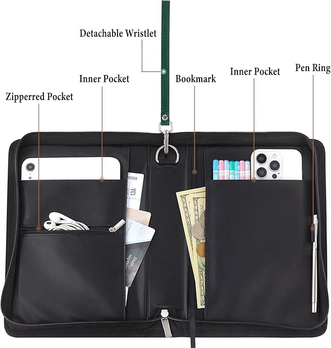 Bible Cover Case for Women and Men, PU Leather Bible Bag Bible Study Supplies Accessories with Detachable Wrist Strap