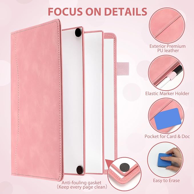 Feifeiya 6 Sides Dry Erase Whiteboard Notebook Portable Notebook White Boards 6"x9"(a5) Small Folding Whiteboard Anti-ghosting Surface, Travel Dry Erase Mini White Board for Office, School, Study