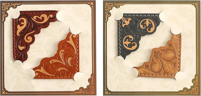 4 PCS Vintage Leather Bookmarks, Elegant Gold Stamped Corner Bookmark Retro Pattern Book Mark Book Accessories Gifts for Book Lovers Women Girls