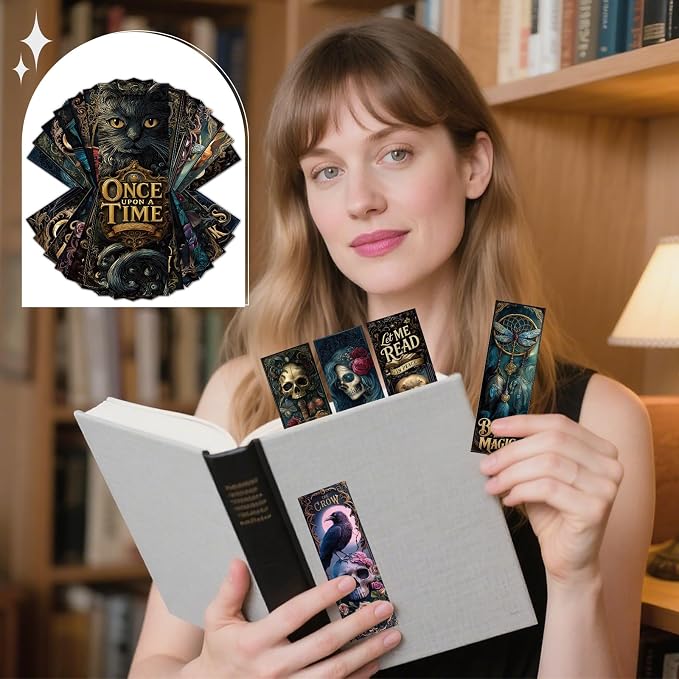 Dark Romance Bookmarks Gifts Set - Wxiben 120 Pcs Dark Fantasy Book Marks for Book Lovers Gothic Skull Bookmark Tarot Cards Book Markers for Women Men Students Teachers School Supplies
