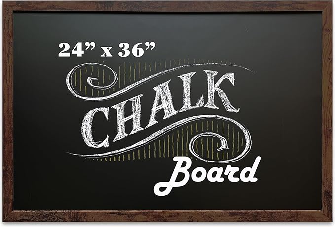 Loddie Doddie Magnetic Chalkboard & Magnet Board - 24 x 36 in, Rustic Wood Frame - Stain-Resistant Surface for Chalk Calendar - Photo & Note Organization with Magnet Display - Rustic Wall Decor